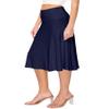 Forestyle 2325 Women's Solid Flared Lightweight High Waist Pull On Closure Stretchy A-Line Foldable Midi Skirt Navy S view 1
