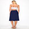 Forestyle 2325 Women's Solid Flared Lightweight High Waist Pull On Closure Stretchy A-Line Foldable Midi Skirt Navy S view 3