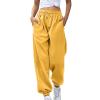 Baggy Sweatpants Wide Leg Sweatpants Women Fall Fashion Joggers Lounge Pants Fleece Lined Casual Winter Yellow view 1