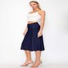 Forestyle 2325 Women's Solid Flared Lightweight High Waist Pull On Closure Stretchy A-Line Foldable Midi Skirt Navy L view 2