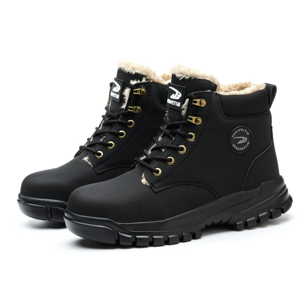 Bestgift Labor Insurance Shoes Anti-Smash wear-Resistant Steel Head Labor Insurance Shoes Black 12