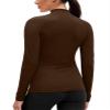 Zengjo Mock Neck Long Sleeve Tops for Women Athletic Workout(Brown,M) view 2