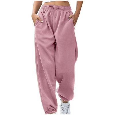 Baggy Sweatpants Wide Leg Sweatpants Women Fall Fashion Joggers Lounge Pants Fleece Lined Casual Winter Dark Pink