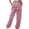 Baggy Sweatpants Wide Leg Sweatpants Women Fall Fashion Joggers Lounge Pants Fleece Lined Casual Winter Dark Pink view 2