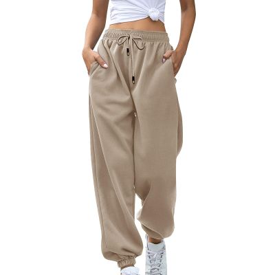 Baggy Sweatpants Wide Leg Sweatpants Women Fall Fashion Joggers Lounge Pants Fleece Lined Casual Winter Khaki