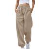 Baggy Sweatpants Wide Leg Sweatpants Women Fall Fashion Joggers Lounge Pants Fleece Lined Casual Winter Khaki view 1