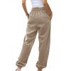 Baggy Sweatpants Wide Leg Sweatpants Women Fall Fashion Joggers Lounge Pants Fleece Lined Casual Winter Khaki view 2