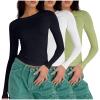 Womens Fashion Y2K Tops, Long Sleeve Crew Neck Crop Tops for Women,Basic Casual Slim Fit Teen Girl Clothes Outdoor view 2