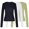 Womens Fashion Y2K Tops, Long Sleeve Crew Neck Crop Tops for Women,Basic Casual Slim Fit Teen Girl Clothes Outdoor view 3