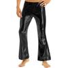 Jowowha Men's Metallic Shiny Pants 70s Party Dance Club Vintage Disco Bell Bottoms Flared Trousers Dude Costume Black X-Large view 1
