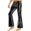 Jowowha Men's Metallic Shiny Pants 70s Party Dance Club Vintage Disco Bell Bottoms Flared Trousers Dude Costume Black X-Large view 2