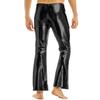 Jowowha Men's Metallic Shiny Pants 70s Party Dance Club Vintage Disco Bell Bottoms Flared Trousers Dude Costume Black X-Large view 3