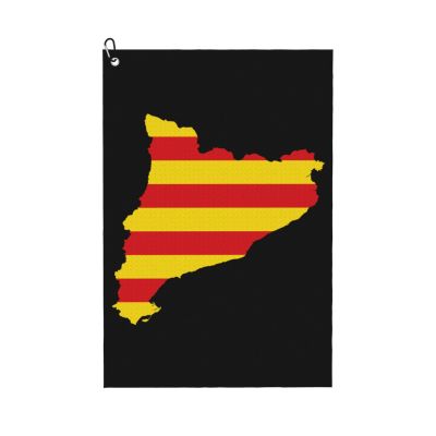 ASEDFGT Flag Map of Catalonia Golf Towel 16 x 24 Inch Golf Towels for Golf Bags Polyester Golf Towel with Carabiner Clip Men and Women Golf Accessories