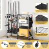 Olakee Rolling Fishing Rod Holder for Garage, 12 Fishing Pole Rack with Tackle Storage Organizer, Mobile Fishing Gear Cart for Rods, Reels & Equipment Box, Heavy Duty Gift for Men Dad Anglers (Black) view 2