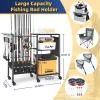 Olakee Rolling Fishing Rod Holder for Garage, 12 Fishing Pole Rack with Tackle Storage Organizer, Mobile Fishing Gear Cart for Rods, Reels & Equipment Box, Heavy Duty Gift for Men Dad Anglers (Black) view 3