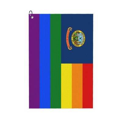 ASEDFGT Pride Rainbow LGBT Flag of Idaho Golf Towel 16 x 24 Inch Golf Towels for Golf Bags Polyester Golf Towel with Carabiner Clip Men and Women Golf Accessories