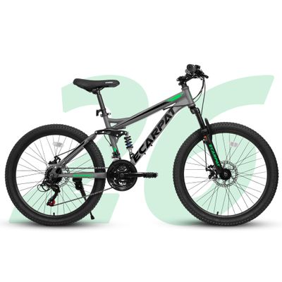 Ecarpat Full Dual Suspension 26 Inch Mountain Bike, 21-Speed Disc Brake, Front Fork Rear Shock Absorber Carbon Steel Frame Mountain Bike, Mens Womens Trail Commuter City Bicycles