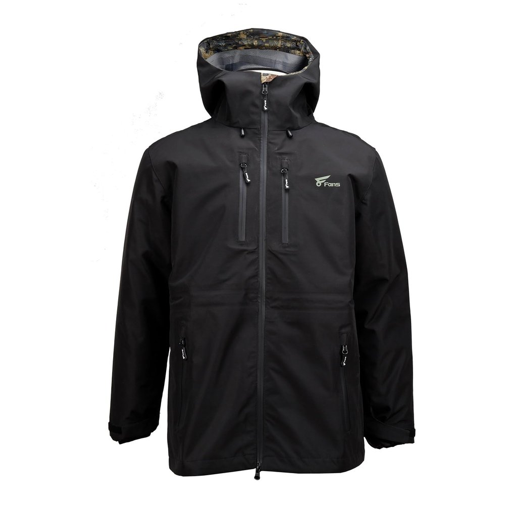 8 Fans Men's Hooded Jacket - 20000mm Waterproof Coats for Men Outdoor Work Hiking with Pockets, Windproof Fishing Jacket (US, Alpha, 3X-Large, Regular, Regular, Black)