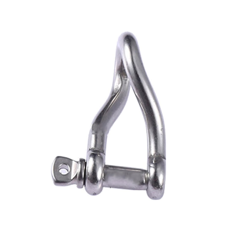 Montesy Stainless Steel Screw Pin Twisted Shackle Heavy Duty Marine Twisted Lifting Hook Anchors Riggings Accessories Enduring