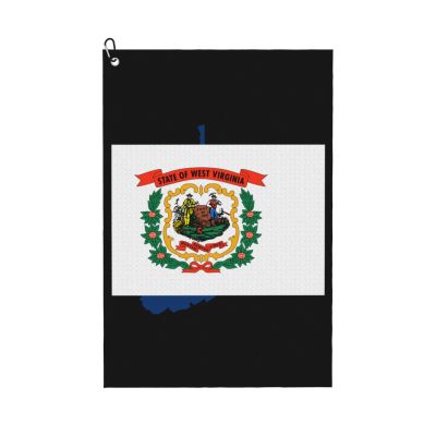 ASEDFGT Flag Map of West Virginia Golf Towel 16 x 24 Inch Golf Towels for Golf Bags Polyester Golf Towel with Carabiner Clip Men and Women Golf Accessories