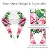 2 Pieces Scrub Caps Women Scrub Caps Women Satin Lined Surgical Caps for Beauty Salon Leaves Peony Rose Flowers view 3
