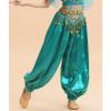 JEATHA Kids Girls Belly Dance Harem Pants Tribal Arabic Princess Halloween Satin Trousers Palazzo Pants B Peacock Blue 11-12 Years view 3