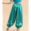 JEATHA Kids Girls Belly Dance Harem Pants Tribal Arabic Princess Halloween Satin Trousers Palazzo Pants B Peacock Blue 11-12 Years view 4