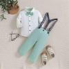 Boys Spring Fall Long Sleeves Shirt Back Pants Two PC Gentleman Dress Suit Little Girl (Mint Green, 12-18 Months) view 2