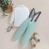 Boys Spring Fall Long Sleeves Shirt Back Pants Two PC Gentleman Dress Suit Little Girl (Mint Green, 12-18 Months) view 3