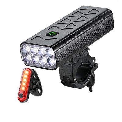 10000mAH Bike Lights 4000 Lumens LED Bike Lights Front and Rear Set USB Rechargeable Bike Lights for Night Riding and Road Biking with 4+4 Modes Durable Waterproof (8 Light,Headlight+Taillight)