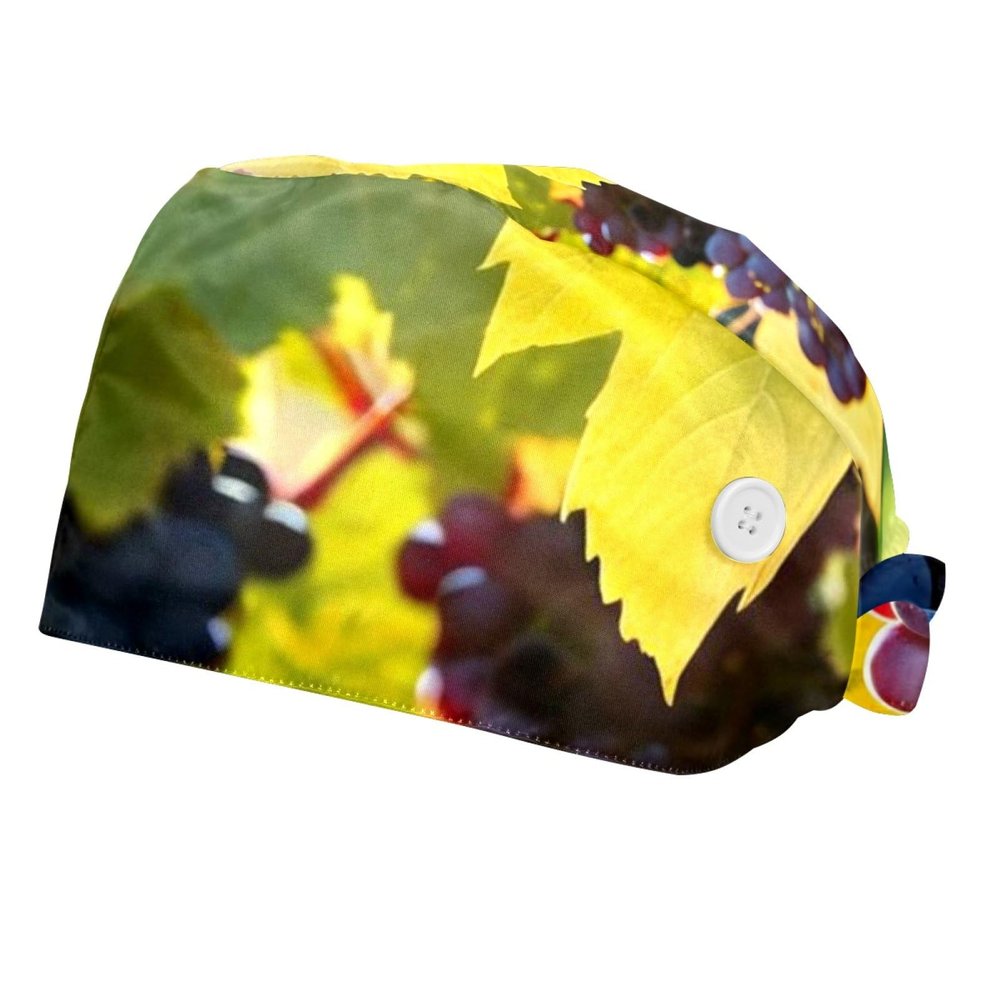 2 Pieces Scrub Caps Women Dental Scrub Caps Nursing Scrub Caps for Beauty Salon Grape Leaves Sunshine