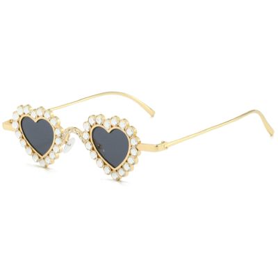 helena Women Love Heart Sunglasses,Metal Frame UV400 Protection Lens Heart Shaped Sunglasses for Ladies S68 (C1)