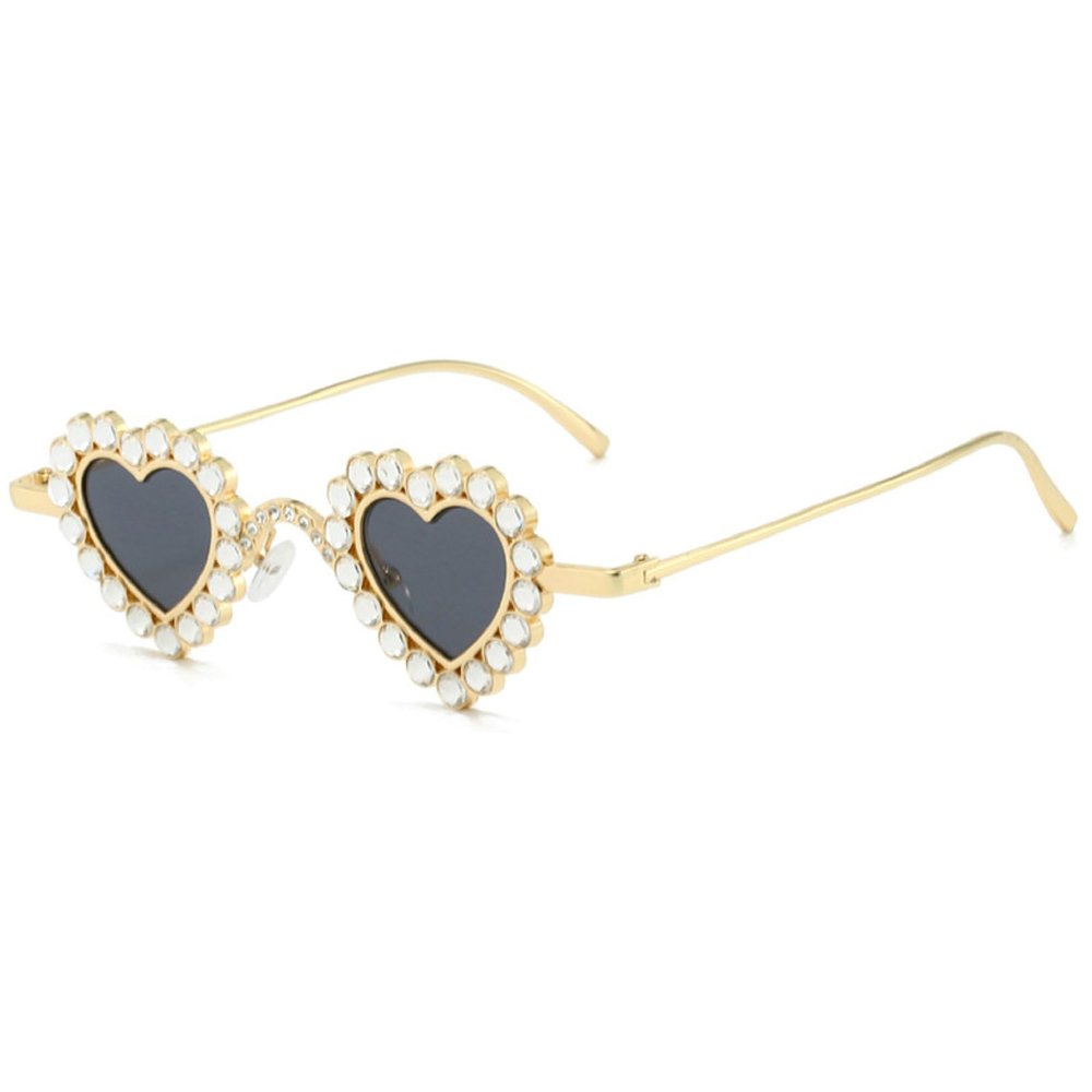 helena Women Love Heart Sunglasses,Metal Frame UV400 Protection Lens Heart Shaped Sunglasses for Ladies S68 (C1)