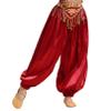 JEATHA Kids Girls Belly Dance Harem Pants Tribal Arabic Princess Halloween Satin Trousers Palazzo Pants B Burgundy 9-10 Years view 1