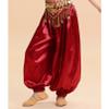 JEATHA Kids Girls Belly Dance Harem Pants Tribal Arabic Princess Halloween Satin Trousers Palazzo Pants B Burgundy 9-10 Years view 2