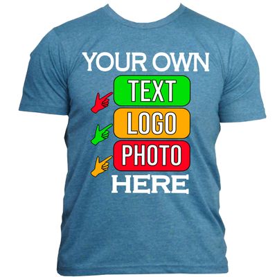 Custom T-Shirts for Men and Women Design Your Own Personalized Shirt with Text Image Logo Customizable Front and Back Print Soft Cotton Tee Heather Deep Teal