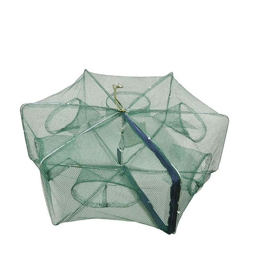 HDNSAUD Mesh Fishing Cage Folded Fishing Trap Nets Portable Cages Mesh Nets Outdoor Fishing Fish Catcher Catch Fishing Net(6 Holes)