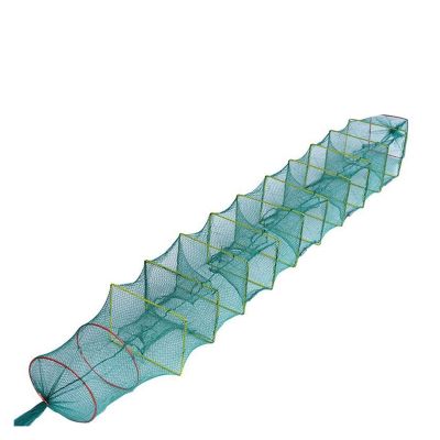 HDNSAUD Mesh Fishing Cage Foldable EEL Mesh Net Crab Crayfish Catcher Shrimp Prawn Hand Trap Fishing Network Fish Trap Cage Netting(2.3m)