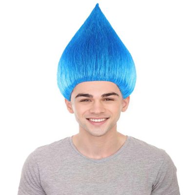 BC GOODS BY Unisex Teens Troll Wigs Collections | Synthetic Fiber Costume Wig for Men and Women | Capless Cap Halloween Colorful 80s Wigs | Trolls TV Movie Cosplay Costume Accessories - Blue