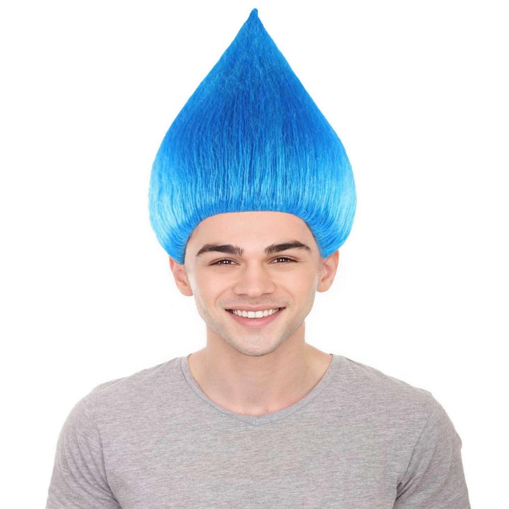 BC GOODS BY Unisex Teens Troll Wigs Collections | Synthetic Fiber Costume Wig for Men and Women | Capless Cap Halloween Colorful 80s Wigs | Trolls TV Movie Cosplay Costume Accessories - Blue