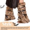 Kalastussaari Furry Leg Warmers, 11.8 in Long Fluffy Viking Leg Warmers With Leather Wrap For Boots, Cosplay Warrior Accessory view 2