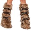 Kalastussaari Furry Leg Warmers, 11.8 in Long Fluffy Viking Leg Warmers With Leather Wrap For Boots, Cosplay Warrior Accessory view 4