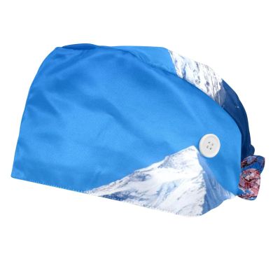 2 Pieces Scrub Caps Women Chef Cap Surgical Scrub Cap for Nurse Mount Fuji Cherry Flowers Sky