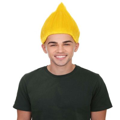 BC GOODS BY Unisex Adult Troll Wigs Collections | Synthetic Fiber Costume Wig for Men and Women | Capless Cap Halloween Colorful 80s Wigs | Trolls TV Movie Cosplay Costume Accessories - Neon Yellow