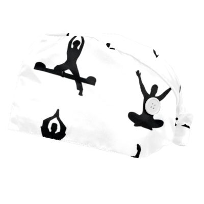 2 Pieces Scrub Caps Women Men's Scrub Cap Surgical Cap for Home Yoga Poses Matchstick Man Pose Multicoloured