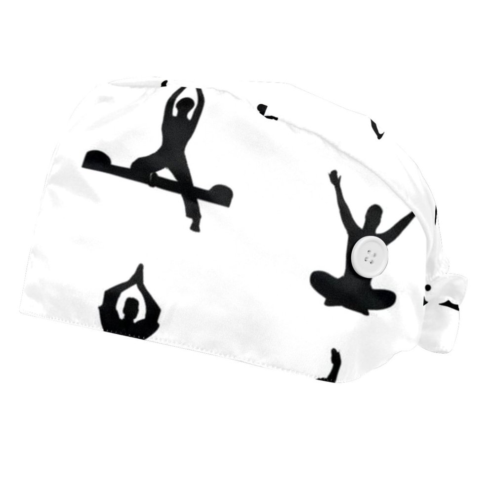 2 Pieces Scrub Caps Women Men's Scrub Cap Surgical Cap for Home Yoga Poses Matchstick Man Pose Multicoloured