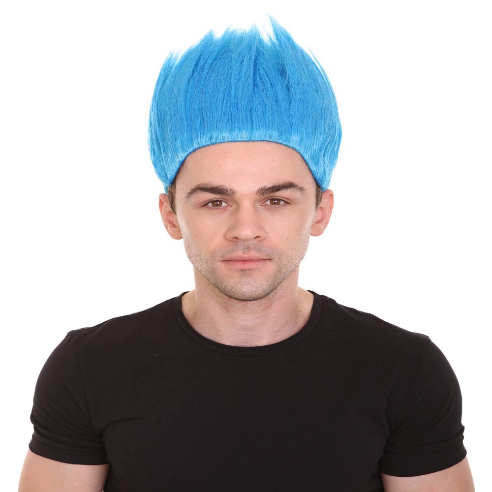BC GOODS BY Unisex Adult Spiky Troll Wigs Collections | Synthetic Fiber Costume Wig for Men and Women | Capless Cap Halloween Colorful 80s Wig | Trolls TV Movie Cosplay Costume Accessories - Blue