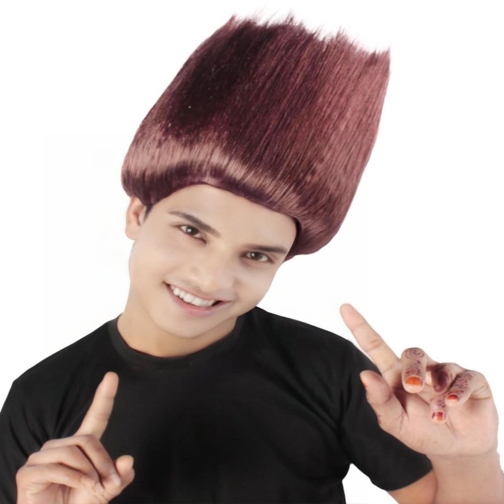 BC GOODS BY Unisex Adult Straight Troll Wigs Collections | Synthetic Costume Wig for Men and Women | Capless Cap Halloween Colorful 80s Wig | Trolls TV Movie Cosplay Costume Accessories - Burgundy