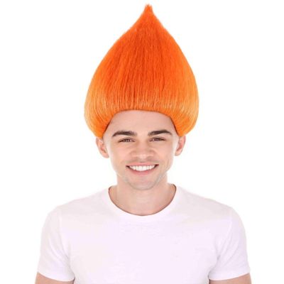 BC GOODS BY Unisex Teens Troll Wigs Collections | Synthetic Fiber Costume Wig for Men and Women | Capless Cap Halloween Colorful 80s Wigs | Trolls TV Movie Cosplay Costume Accessories - Orange