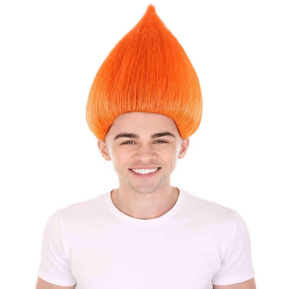 BC GOODS BY Unisex Teens Troll Wigs Collections | Synthetic Fiber Costume Wig for Men and Women | Capless Cap Halloween Colorful 80s Wigs | Trolls TV Movie Cosplay Costume Accessories - Orange
